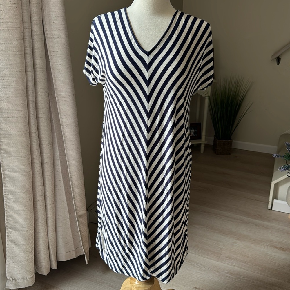 Merona and white striped dress/cover-up. Medium but runs one size bigger.